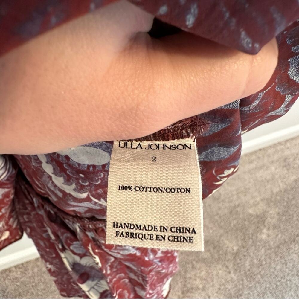 Ulla Johnson Maroon Blue Floral Long Sleeve Mini Dress 2 - Picture 9 of 12